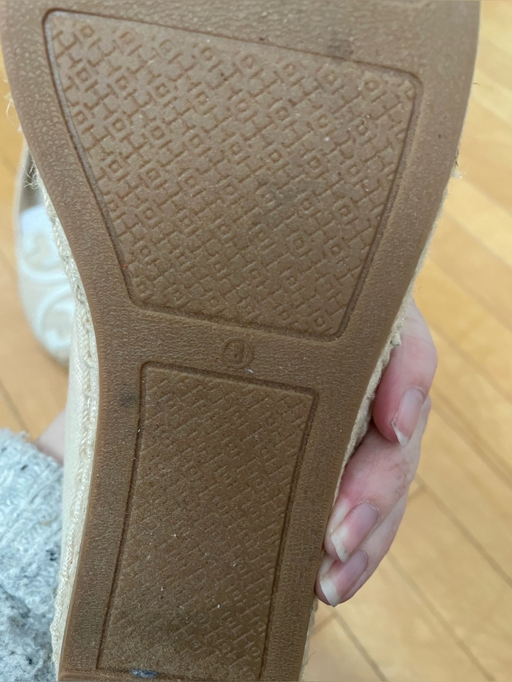 Tory Burch Cream Canvas & White Leather Logo Espadrille Flats - Picture 10 of 12